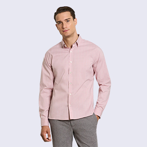 Cronbie Long Sleeve Slim Fit Stain Shield Grid Pattern Shirt